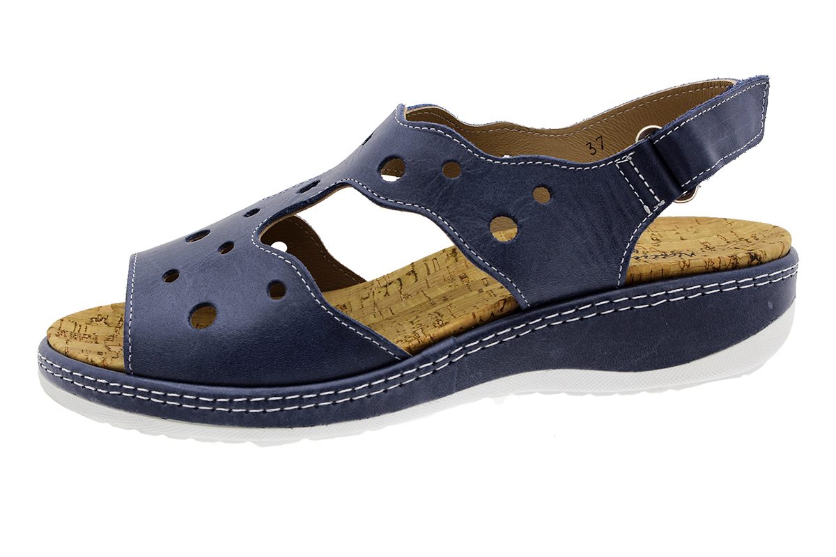 Removable Insole Sandal Blue Leather 190905 | Piesanto Online Shop