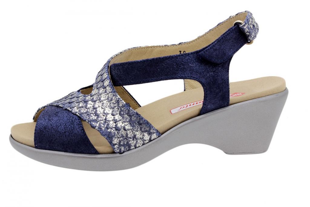 Removable Insole Sandal Blue Metal Suede-Snake 1861