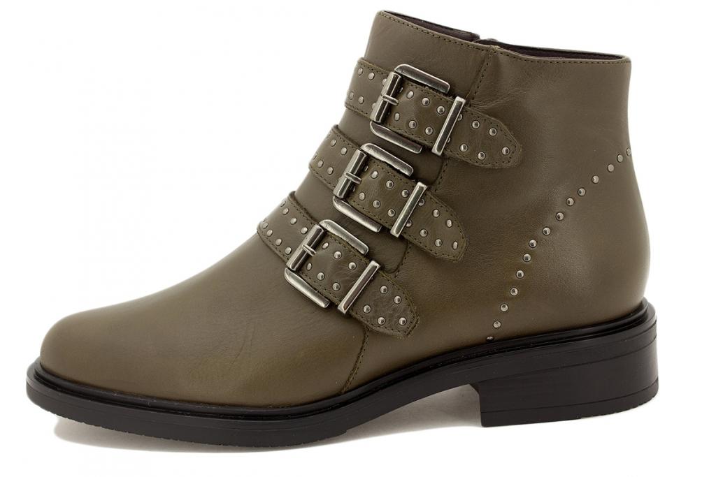 Olive Leather Ankle boot 225347