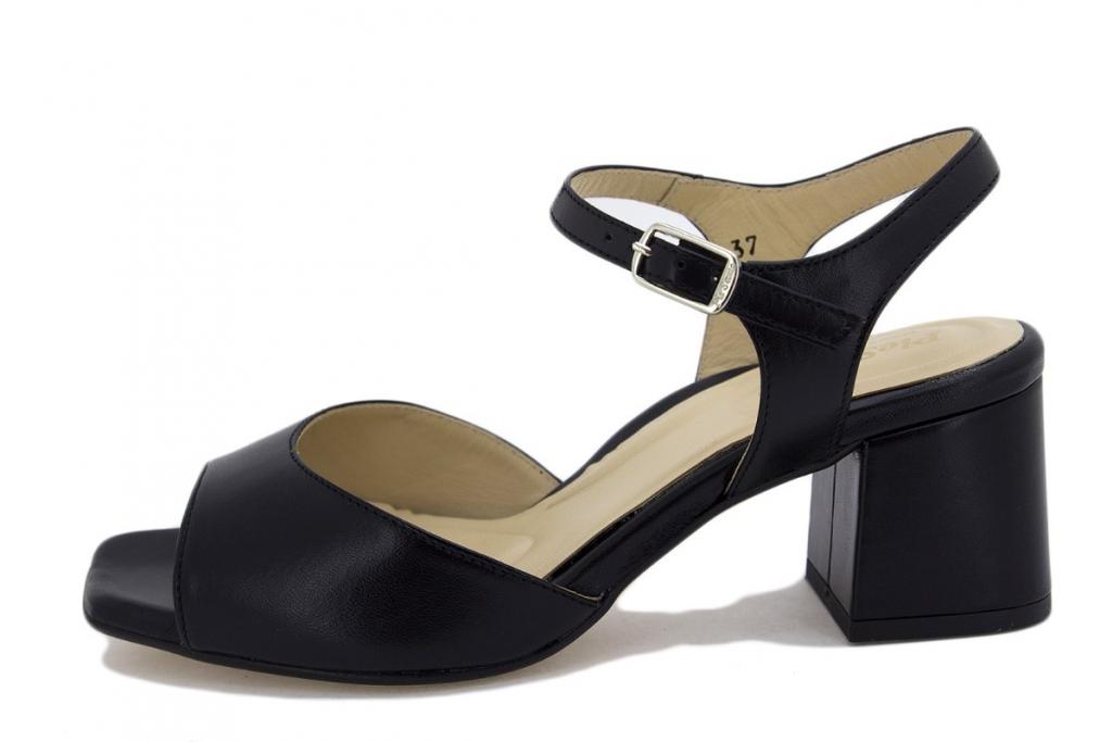 Black Leather Heel Sandal 230252