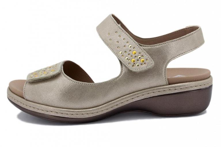 Sandalia Plantilla Extraíble Ante Metal Visón 210818 | Tienda Online  Piesanto
